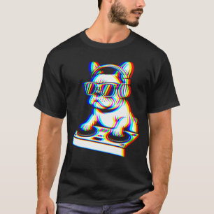 Lustiger französischer Bulldogge DJ Glitch Rave ED T-Shirt
