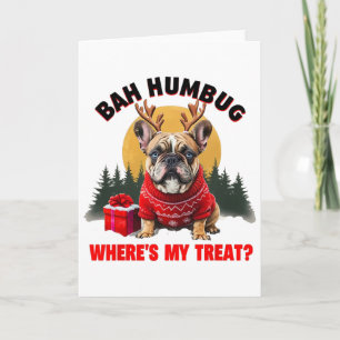Lustiger französischer Bulldogge h Humbug Wo ist m Karte
