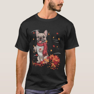 Lustiger Französischer Bulldogge Herbstschal Hunde T-Shirt