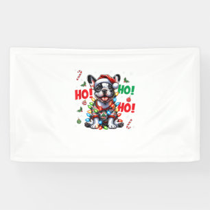 Lustiger Französischer Bulldogge HO HO HO Weihnach Banner