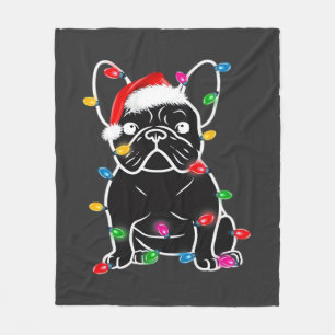 Lustiger Französischer Bulldogge Hund Baum Weihnac Fleecedecke