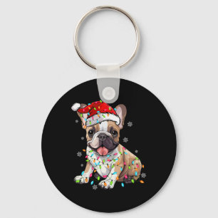 Lustiger Französischer Bulldogge Hund Baum Weihnac Schlüsselanhänger