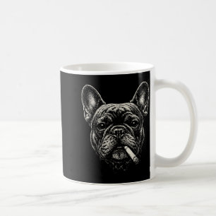 Lustiger Französischer Bulldogge-Meme Hund raucht  Kaffeetasse