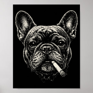 Lustiger Französischer Bulldogge-Meme Hund raucht Poster