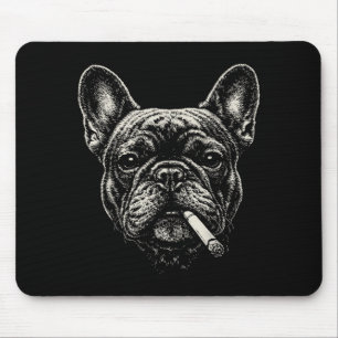 Lustiger Französischer Bulldogge-Meme mit rauchend Mousepad