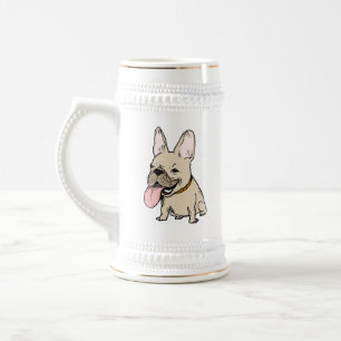 Lustiger Französischer Bulldogge mit riesiger hera Bierglas