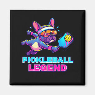 Lustiger französischer Bulldogge spielt Pickleball Magnet