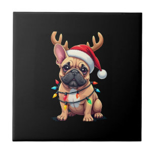 Lustiger Französischer Bulldogge Weihnachtslicht S Fliese