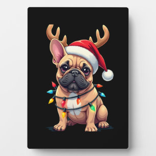 Lustiger Französischer Bulldogge Weihnachtslicht S Fotoplatte