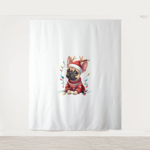 Lustiger Französischer Bulldogge Weihnachtslicht S Wandteppich