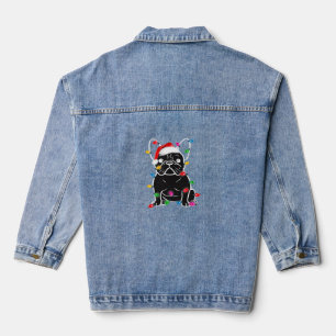 Lustiger französischer Bulldoggen-Hund-Baum-Weihna Jeansjacke