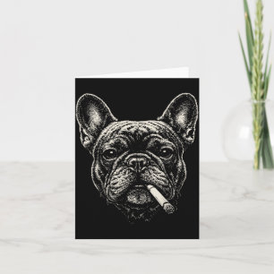 Lustiger Französischer Bulldoggen-Meme Hund raucht Karte