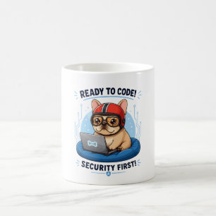 Lustiger französischer Coder Cybersecurity Hund Au Kaffeetasse