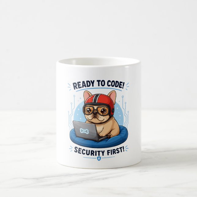 Lustiger französischer Coder Cybersecurity Hund Au Kaffeetasse (Mittel)