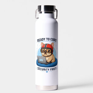 Lustiger französischer Coder Cybersecurity Hund Au Trinkflasche