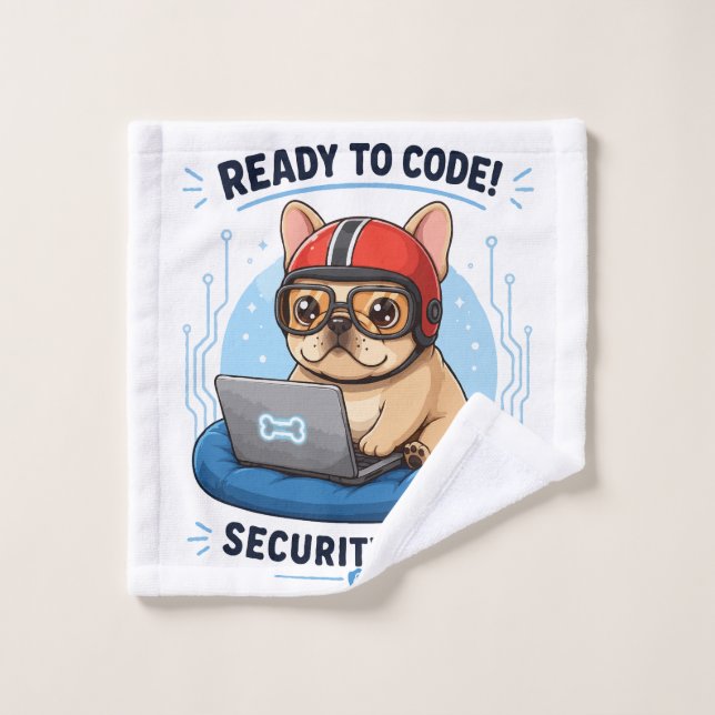 Lustiger französischer Coder Cybersecurity Hund Au Waschlappen (Waschlappen)