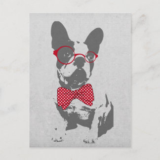 Lustiger französischer Vintage-Bulldogge Postkarte