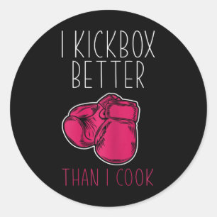 Lustiger Frauen-Kickboxer - Ich liebe Kickboxen Runder Aufkleber