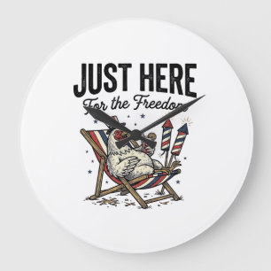Lustiger Freiheitshahn Vintage-Patriotisches-Shirt Große Wanduhr