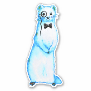 Lustiger Frettchen-HipsterWatercolorMonocle Bowtie Aufkleber