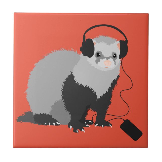 Lustiger Frettchen-Musikliebhaber Fliese (Vorderseite)