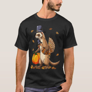 Lustiger Frettchen Truthahn Kürbis Thanksgiving-Ge T-Shirt