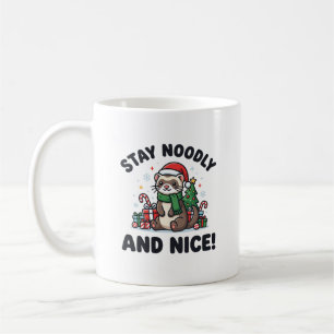 Lustiger Frettchen-Weihnachten Bleib Noodly Und Ne Kaffeetasse