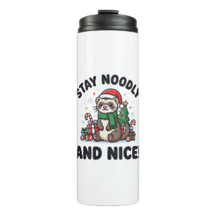 Lustiger Frettchen-Weihnachten Bleib Noodly Und Ne Thermosbecher
