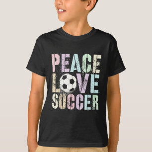 Lustiger Frieden Liebe Fußball Frauen Tor Mädchen T-Shirt