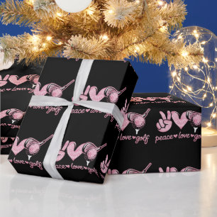 Lustiger Frieden Liebe Golf Spieler Sportliebhaber Geschenkpapier