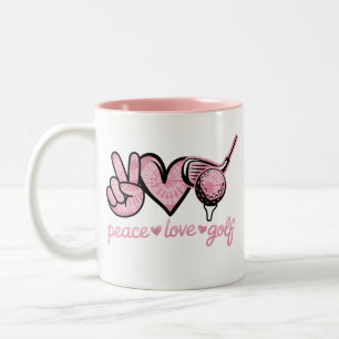 Lustiger Frieden Liebe Golf Spieler Sportliebhaber Zweifarbige Tasse