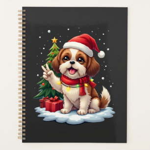 Lustiger Friedenshand-Shih-Tzu-Christmas-Lichter D Planer