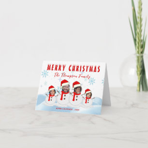 Lustiger Frohe Weihnachten Schneemann Familienfoto
