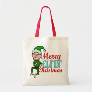 Lustiger fröhlicher ElfenweihnachtenBah Humbug Tragetasche