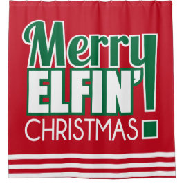 Lustiger fröhlicher Elfin Weihnachtsduschvorhang Duschvorhang