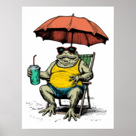 Lustiger Frosch am Strand Poster