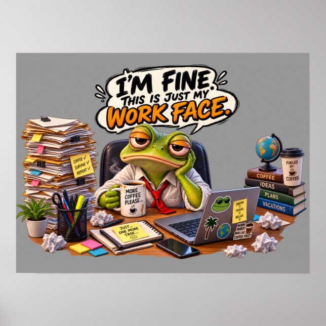 Lustiger Frosch-Arbeitsgesicht-Wandkunst-Poster-Dr Poster (Vorne)