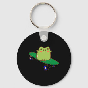 Lustiger Frosch auf Skateboard Ästhetik Cute Kawai Schlüsselanhänger