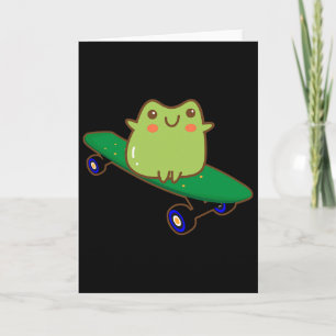 Lustiger Frosch auf Skateboard Ästhetik Süß Kawaii Karte