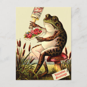 Lustiger Frosch aus der viktorianischen Ära auf ei Feiertagspostkarte