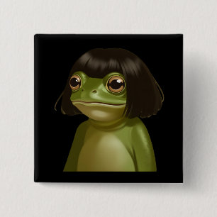 Lustiger Frosch Bob Frisur Meme Frösche Tierliebha Button