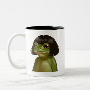 Lustiger Frosch Bob Frisur Meme Frösche Tierliebha Zweifarbige Tasse