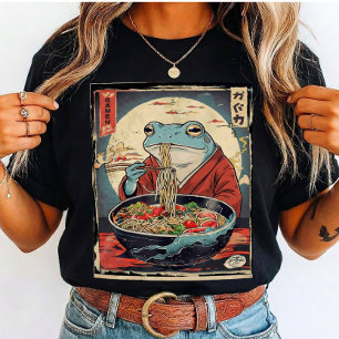 Lustiger Frosch, der Nudeln isst, Japanisch für sü T-Shirt