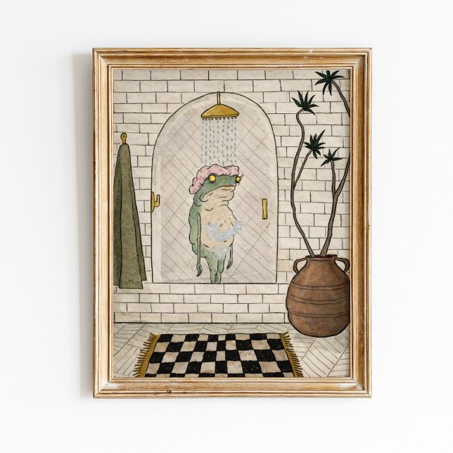Lustiger Frosch-Dusch-Badezimmerposter Poster (Von Creator hochgeladen)