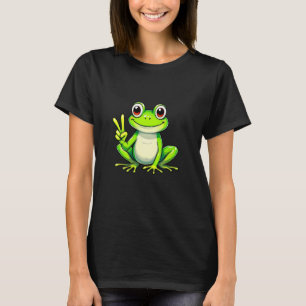 Lustiger Frosch Friedenshandzeichen Männer Frauen  T-Shirt