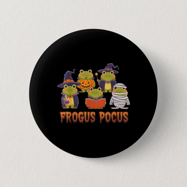Lustiger Frosch Halloween-Kostüm Hexe Gruselig Button (Vorderseite)