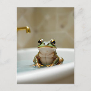 Lustiger Frosch im Badezimmer-Kinderzimmer-Kunstwe Postkarte