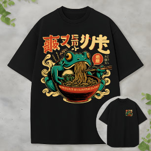 Lustiger Frosch isst Ramen-Tee Vintage-Asiatisches T-Shirt