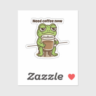 Lustiger Frosch-Kaffee-Meme-Cartoon-Aufkleber Aufkleber
