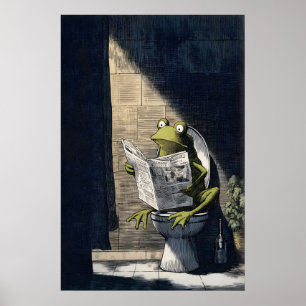 Lustiger Frosch-Kunstdruck - Humorvolle Badezimmer Poster